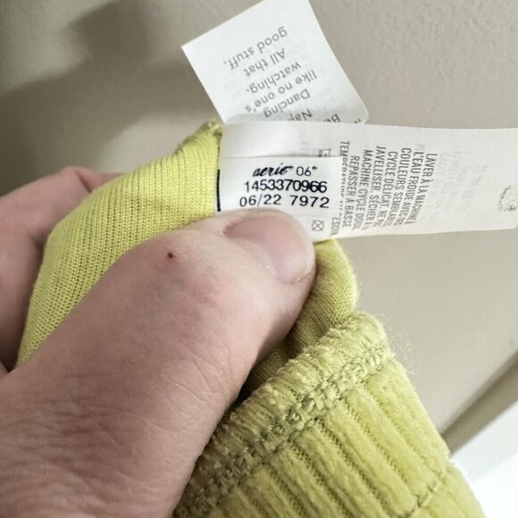 AERIE pants flare pull on elastic waist lounge ribbed gym neon yellow short M - Picture 10 of 10